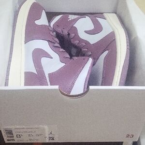 Air Jordan 1 Mid Purple and White Sneakers
